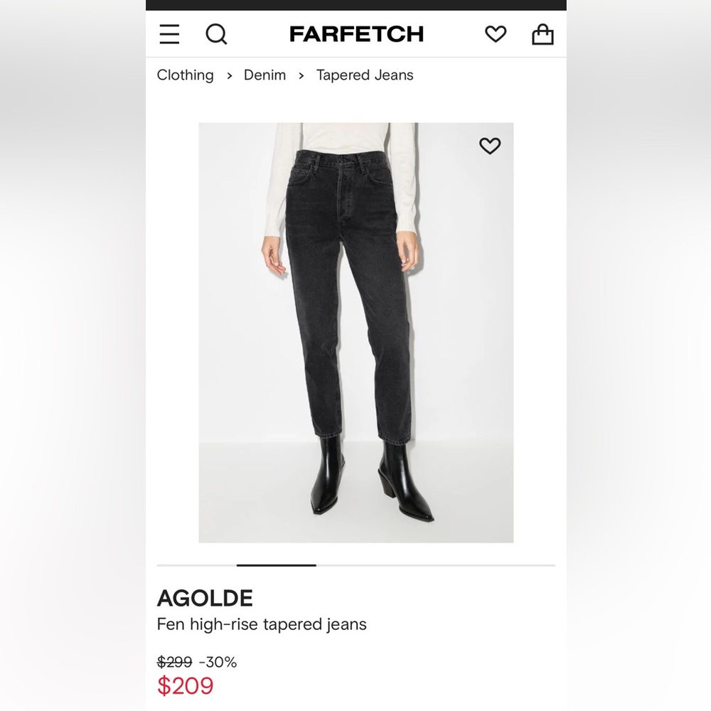 Agolde Fen High-Rise Tapered Jeans in Black